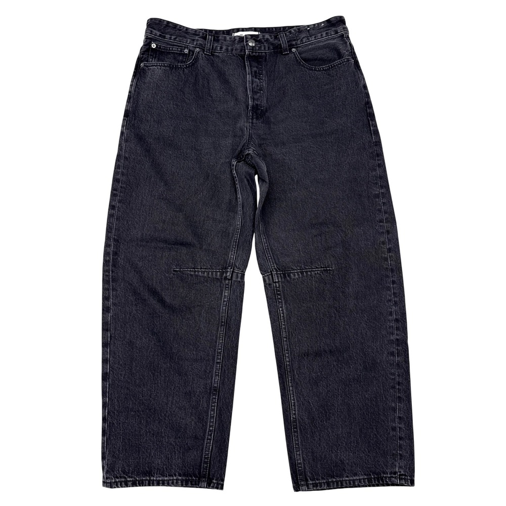 Madewell Darted Barrel Leg Jeans Womens Size 30 Black Denim Button Fly Wide Leg
